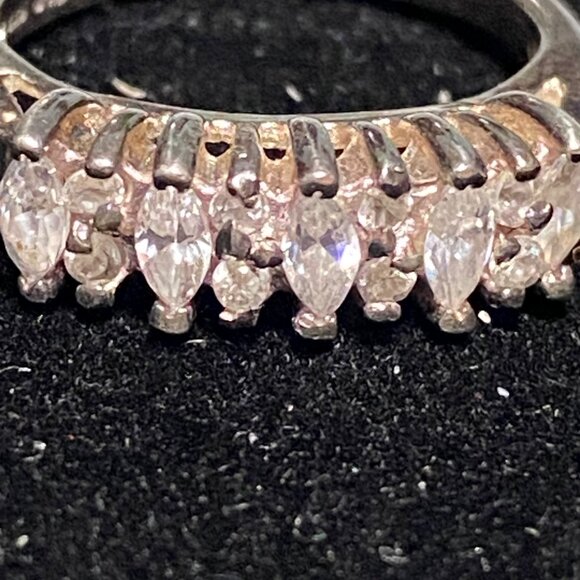 Ring Size 5.5 CZ Cubic Zirconia 13 Stones Sterling Silver Stamped 925 Vintage Je - Picture 13 of 15